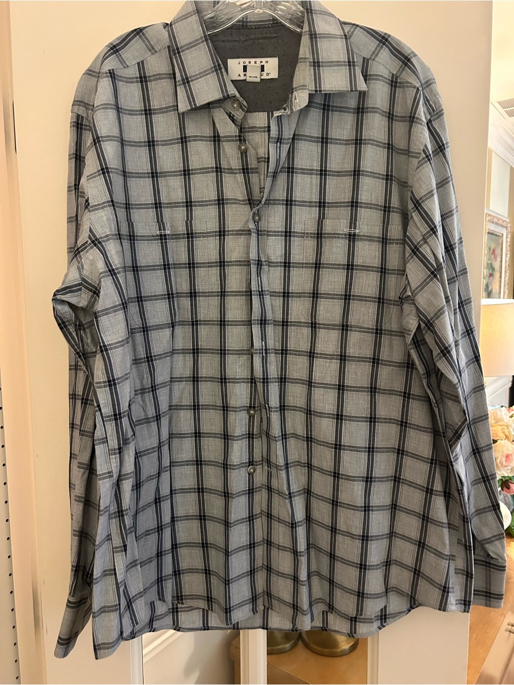 Joseph Abboud Blue and Navy Plaid Button-Down Shirt